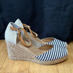 White Mountain Striped Wedge Espadrilles
